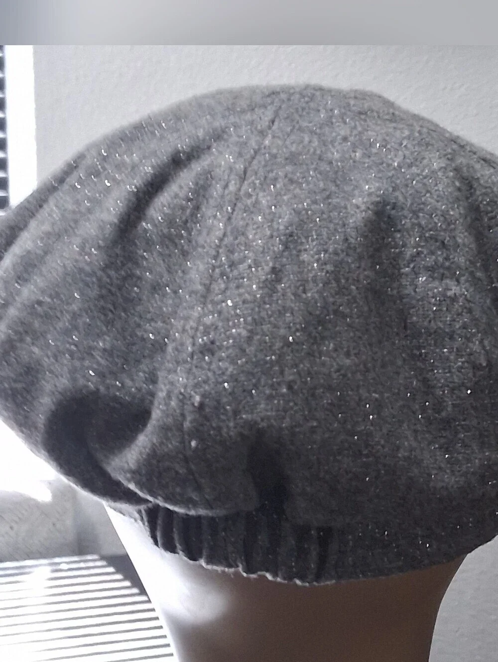 Grey Newsboy Cap Wirh A Subtle Metallic Sparkle